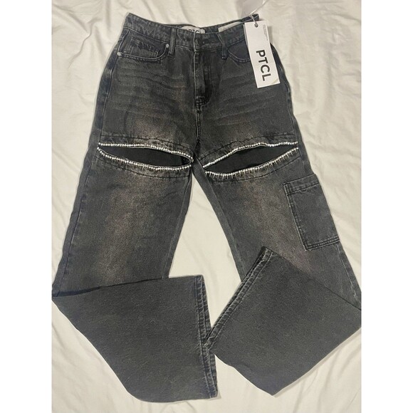 PTCL Ethikal Brand Jeans Women's 27 Skater Streetwear Grunge Y2K 90's Black Wash - Picture 1 of 13